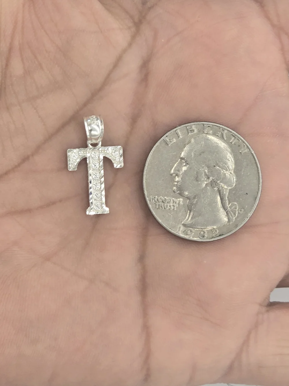 925 Sterling Silver Letter T Pendant